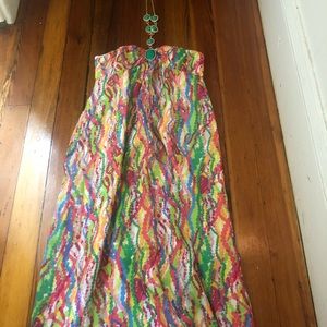 Long halter multi colored dress